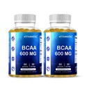 Gommies Vitamatic BCAA - Suppléments acides aminos de la chaîne de branches - Saveur de pêche - 600mg par portion - 60 Gommies à base de pectines véganes (2 bouteilles)