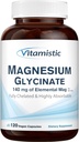 Magnesium Glycinate, Chelated, Highly Bioavailable, Fully Reacted & Non-Buffered, Gentle on The Stomach, 140 mg Elemental Magnesium, for Sleep, Bone, Non GMO, 120 Vegan Caps