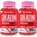Gommies monohydratées de créatine pour les hommes et les femmes - Gommies pré-entraînement de créatine avec Taurine et vitamine B6 B12 pour la force maximale, le muscle, l'énergie, l'endurance et le focus, biologique, végétalien - 120 Compte
