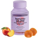 Lemme Glow Collagen Gummies pour cheveux épais, ongles forts et peau saine avec des peptides multicollagènes, biotine, minéraux traces, zinc, vitamines A, C & E, sans lait et sans gluten, parfum de pêche, 60 ct.