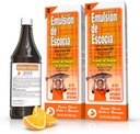 Emulsión de Escocia Cod Liver Oil Complex with Vitamins A, D, E, B1 - Natural Orange Flavor Dietary Supplement for Immune Support & Bone Health - Essential Omega 3 Fish Oil - 6.5 oz (2-Pack)