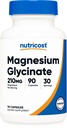 Nutricost Magnesium Glycinat Kapseln (90 Kapseln, 210 mg pro Servierung) - Magnesium Glycinat Beilage für gesunde Absorption
