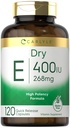 Carlyle Dry Vitamin E | 400 IU (268mg) | 120 Kapseln | Hohe Potenzformel | Non-GMO und Glutenfrei