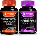 WELLNESS LABSRX Quercetin avec des capsules de complément à la nattokinase - 5000 FU - Enzymes de l'extrait de natto japonais pur