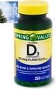 Spring Valley Vitamine D3 Softgels, 125 mcg par Softgel, 5 000 UI, 250 Compte