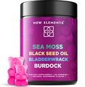 Gummées de mousse de mer biologique avec huile de graines noires, bladderwrack et racine d'ardoise