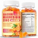 Gommies de zinc de magnésium de calcium avec D3 & B6 & K2,1000mg Gommies de calcium avec 300mg Soutien de magnésium énergie immune pour les adultes et les adolescents, sans sucre(120Count)