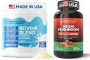 Bovin Colostrum & Collagène Poudre pour Gut Health, Immune Support, Supplément de croissance des cheveux et de beauté + Supplément de champignons Reishi avec Cordyceps