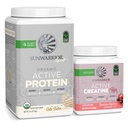 Sunwarrior Poudre Vegan Protéine USDA Organique , 20 portions, Cake Batter Aromatisé et poudre monohydratée de créatine pour elle , 50 portions micronisées, Lémonade de framboise aromatisée
