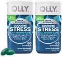 OLLY Ultra Strength Goodbye Stress Softgels Twin Pack, GABA, Ashwagandha, L-Theanine and Lemon Balm, Stress Relief Supplement - 120 Count