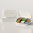 Petite boîte à pilules avec 6 compartiments, boîte quotidienne délicate pour la purse, Pill Organizer Pill Container Pill Holder pour les vitamines, huile de poisson, suppléments et médicaments (blanc)