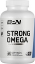 BARE PERFORMANCE NUTRITION, BPN Fort Omega Fish Oil Soft Gel, 1290mg Huile de poisson par capsule, Poisson capturé sauvage, source durable, certifié IFOS