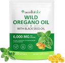 Huile d'Origan avec huile de graines noires,huile d'Origan softgels 6000mg par portion,2 en 1 formule avec huile de graines noires 200mg,huile d'Origan organique,sans gluten,sans lait,120compte(1 paquet)