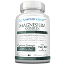 Complexe scientifique approuvé Magnésium - Bisglycinate de magnésium, malate, citrate et oxyde, coeur, maux de tête, crampes, énergie - haute absorption - 60 capsules - 1 mois d'approvisionnement - non-OGM, végétalien