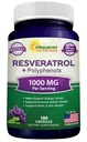 aSquared Nutrition Resveratrol naturel avec extrait de vin rouge - 180 Capsules - Trans Resveratrol Antioxydant Supplément pilules pour la santé du coeur pur - Trans-Resveratrol extra-fort