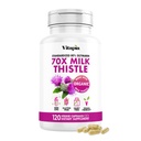 Extrait de chardon de lait biologique de Vitapia 70:1 Supplément - Nettoyez le foie Détox & Réparation, L'aide à la santé du foie, Antioxydants - 120 Capsules Vegan, Non OGM, Sans gluten