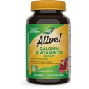 La nature est vivante ! Gommies de calcium à croquer avec vitamine D3, supplément quotidien soutient les os et les dents sains et la fonction musculaire*, fraise et framboise-démonade aromatisées, 60 gommies
