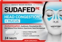 Sudafed PE Head Congestion + Mucus Tablets for Sinus Pressure, Pain & Congestion, 24 ct