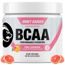 Blaireau au miel BCAA + EAA Amino Acides Poudre, BCAA + L-Glutamine, Keto, Vegan, Sans sucre pour les hommes et les femmes, Hydratation et post entraînement Muscle Recovery Drink Mix, Cimonade rose, 30 portions