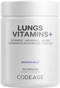 Codeage Lungs Vitamines, A, C, D, E, B6, Lait Thistle Lung Supplément, Zinc & Magnésium, Cordyceps, Reishi, Chaga, Poria, Tylophora, Ginger, Peppermint Leaf Bio Herb Cleanse - Non-OGM - 90 Capsules