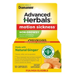 Des fabricants de dramamine, herbes avancées, non somnolence, soulagement de la maladie des mouvements, fait avec le gingembre naturel, 18 comtes