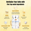 Anti-âge, resvératrol, NADH& PQQ, Cheveux sains, peau et ongles, santé cellulaire, spermidine, Ubiquinol, GMP, fabriqués aux États-Unis 60 capsules