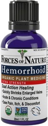 Forces de la nature Hemorrhoid Control Extra Strength, médecine homéopathique biologique avec Hazel sorcière, châtaigne de cheval et huiles essentielles apaisantes pour démangeaisons, gonflement et désagrément, 1,0 FL OZ