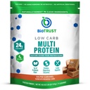 Poudre de protéines de faible teneur en glucides de BioTrust - Poudre de protéines de lactosérum et mélange de caséine provenant de bovins alimentés à l'herbe, aux pâturages et aux enzymes digestives - Caramel salé, 14 portions