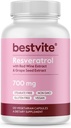 BESTVITE Resveratrol 700mg (120 capsules végétariennes) avec extrait de vin rouge et extrait de graines de raisin - Standardisé à 50% TransResveratrol - Pas de stéarate - Vegan - Non OGM - Sans gluten
