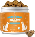 Skin and Coat Chews for Dogs - Démangeaisons Skins Supplément de chien Soutien aux taches chaudes Confort et santé des articulations allergiques avec l'huile de poisson Omega 3 EPA & DHA Acides gras, Bacon Flavor 100 Count Softs Treats