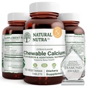 Supplément naturel de calcium à croquer Nutra pour la force osseuse, favorise la santé musculaire, aide à améliorer la santé des dents, soutient la santé nerveuse et la santé cardiovasculaire, améliore la force osseuse, 120 comprimés