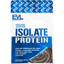 Évlution Nutrition 100% Isolé, Poudre de protéines Isolée Whey, 25 G de protéines d'absorption rapide, sans sucre ajouté, faible teneur en glucides, sans gluten (chocolat double riche, 1 LB)
