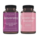 Réserve Beauté, Resvératrol 500 mg, Supplément antioxydant pour la santé cardiaque et cellulaire 30 Caps & Keratin Hair Booster avec Biotin & Resvératrol, Supplément de croissance des cheveux et des ongles 120 Caps