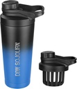 Bouteille de shaker DIW 24 oz,Bouteille de mélange en acier inoxydable au design sans bruit,Bouteille de shaker en métal isolant pour les mélanges de protéines et préentraînement,Gym Cup Shaker(Black&Blue)