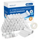 Lot Fancy Gauze Rolls, 48 Compte, 4 pouces x 4,1 Yards, enroulement de l'enroulement de la gaze, bandage en forme d'étirement pour soins aux blessés, fournitures médicales pour premiers soins
