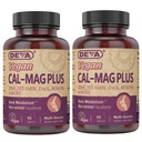 DEVA Supplément de magnésium de calcium végétalien 2-pack, plus zinc, vitamines C, D & K, Boron, 90 comprimés chacun