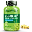 NATURELO Vegan DHA - Omega 3 Huile d'algue - Supplément pour le cerveau, le coeur, les articulations, la santé oculaire - Fournit les acides gras essentiels pour les femmes, les hommes et les enfants - Compléments Vitamines prénatales - 60 Softgels