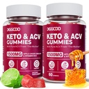 (2 emballages) Gommies de vinaigre de cidre de kéto1500MG Gommies de kéto Vinaigre de cidre de pomme préparé avec du jus de betterave de grenade en poudre B12 Vegan Non OGM 120 Gommys