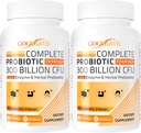Probiotiques pour les femmes et les hommes, 300 milliards CFU 11 souches + enzymes à base de plantes biologiques et digestives, probiotique pour la santé digestive, le gaz et le blottis, l'Immune, la santé Gut pour les femmes et les hommes, plateau stable, 120 capsules