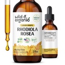 Teinture de rodoola sauvage et biologique - Support d'humeur - Supplément de rodoola relaxant - Extrait de racine gouttes liquides - Vegan, sucre et sans alcool - 2 fl oz