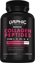 NUTRITION ORPHIQUE Capsules de peptides de collagène pour femmes,1800mg Pilules multicollagènes de types I, II, III, V, X - Soutient la santé digestive Maintenir des articulations fortes, Tendons, Ligaments et Muscles* 90 capsules