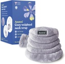 ASUTRA Gewichted Neck Wrap, Plüsch grau - Hands-Free Mikrowellen Heizkissen für Hals und Schultern, Heiße und kalte Kompressor, Lavender Aromatherapie
