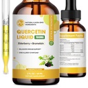 Quercetin gouttes liquides - Suppléments Quercetin 700mg - 4X plus fort que les pilules et capsules - 5 en 1 Quercetin avec la vitamine Bromelain Elderberry pour l'immunité Santé respiratoire Soins de la peau- 2 Fl Oz