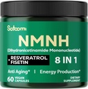 8in1 NMNH - Supplément NMN Alternative - Supplément NAD pour soutenir les niveaux NAD ajoutés Fisetin, Resveratrol, Quercetin, Turmeric, Berberine, Vitamine D3 & C - 60 Compte pendant 30 jours
