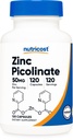Nutricost Zink Picolinate 50mg, 120 vegetarische Kapseln - Glutenfrei und nicht-GMO