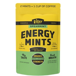 Viter Énergie 40mg Menthes de caféine - Sans sucre, B Vitamines, Vegan, Boosts Accélération d'alerte rapide, Pilules de supplément nootrope caféiné (arôme de menthe, 8oz, sac en vrac)