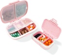 2 Pack Pille Case Organizer,Travel Pille Box mit Label, Tägliche Medizin Organizer Fall, Wasserdichte Tasche Container Fall, Portable Pink Supplement Fall Medizin Container Compact für Vitamin