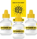 Vitamin D Tropfen Erwachsene - Wasserlösliche Flüssigkeit D3 Tropfen - Potent Vitamin D Flüssigkeitstropfen - kein Stir, Non-GMO, Kosher - D3 Flüssigkeit zum Trinken oder Essen, Flavorless - 12-Monats-Versorgung (3)