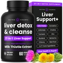 NutraChamps Nettoyez le foie Détox et la formule de réparation, 20+ herbes: extrait de chardon de lait avec Silymarin, Artichaut, Dandelion, Poudre de racine de chicorée, Supplément de pilules de soutien du foie, 60 Capsules