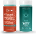 iwi Life Vegikrill & Brain Omega-3 Bundle, 30 Servierungen, Vegan Plant-Based Algae Omega 3 mit EPA + DHA, Krill & Fish Oil Alternative, No Fishy Nachgeschmack